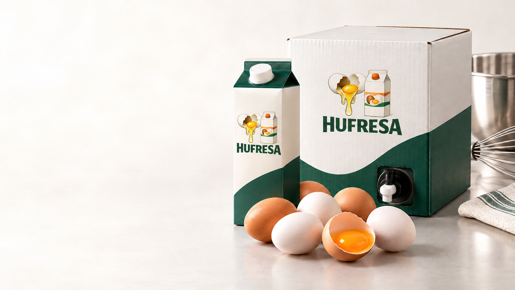 Huevo con cáscara y formatos profesionales de huevo líquido HUFRESA