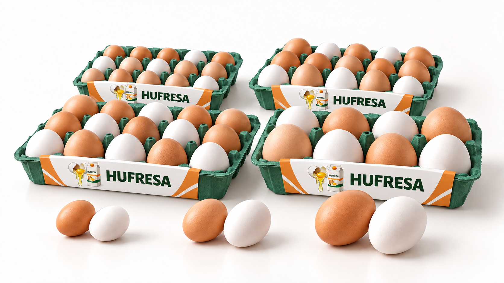 Huevos con cáscara HUFRESA en distintos tamaños
